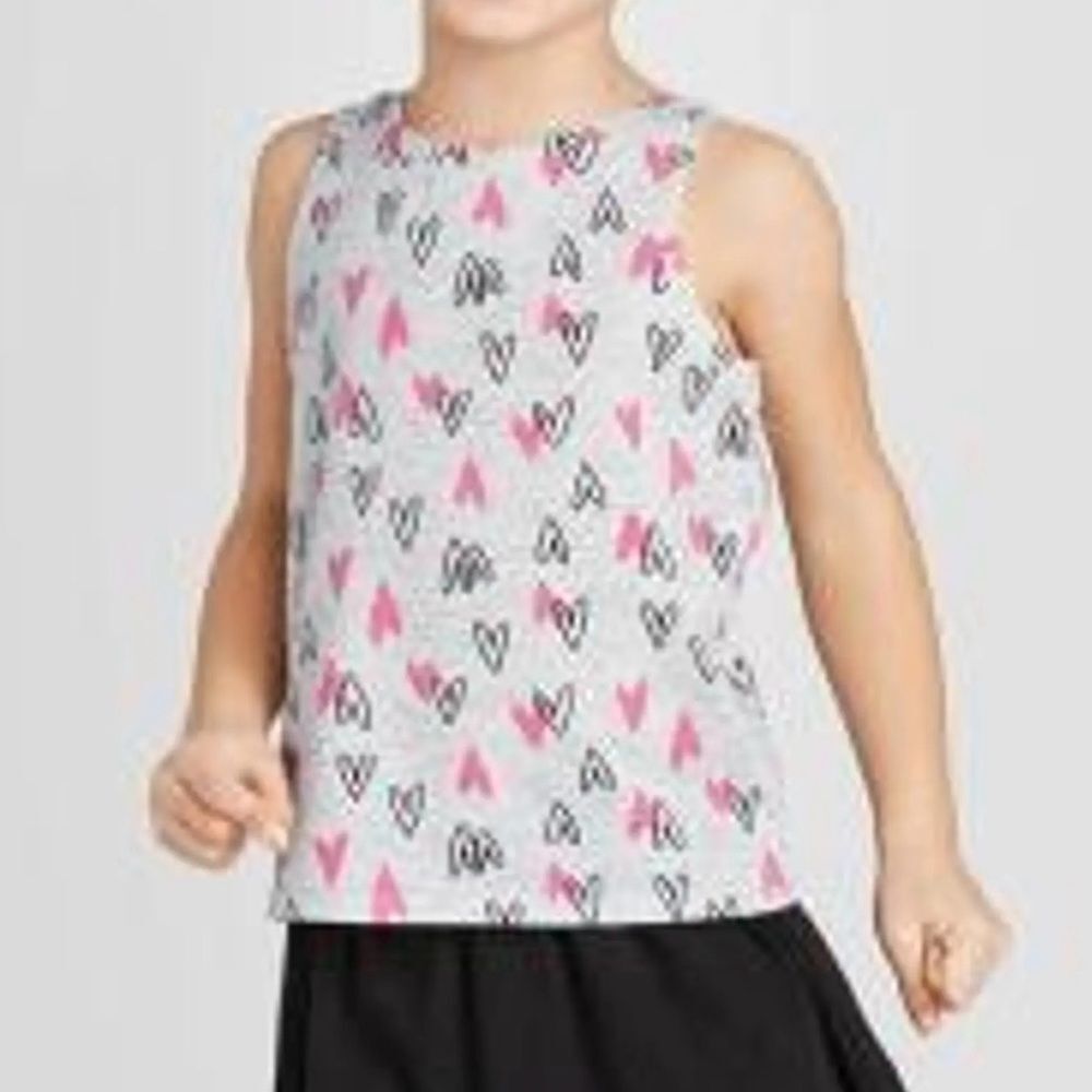Cat & Jack Girls Toddler Kids Heart Print Sleeveless Tank Top. Tee. 5. 5T.